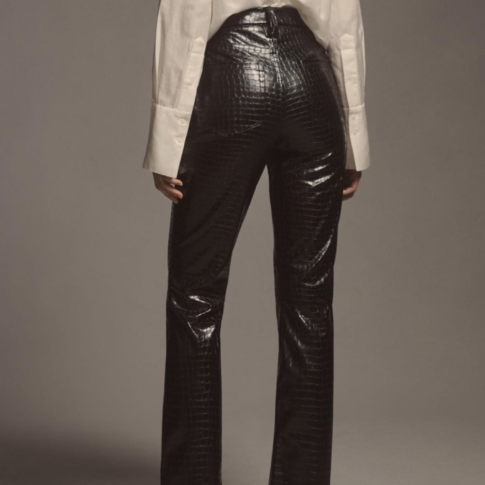 Women's Black Croc-Embossed Pants